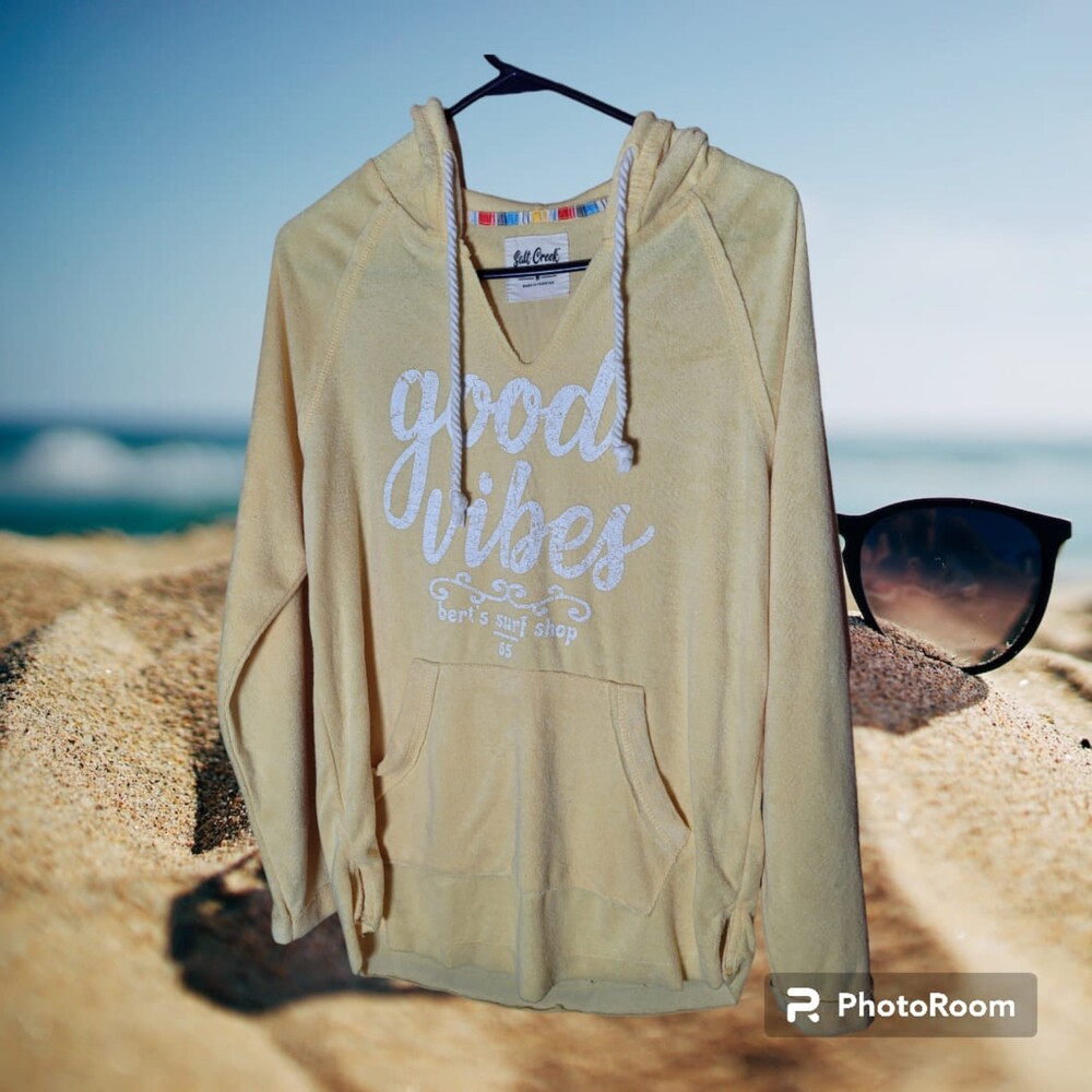 Good Vibes Bert's Surf Shop Hoodie women's size‎ M (I12)